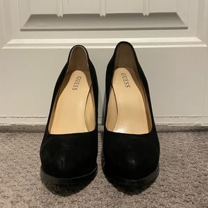 Black suede Guess heels